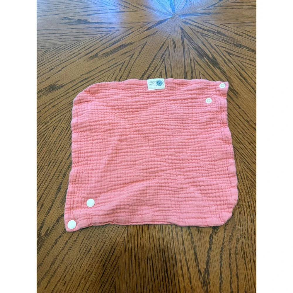 Lulu Moon Bandana Bib Kids OS Pink Muslin Cotton Gauze Snap Closure Drool Bib